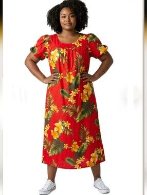 Authentic Hawaiian Puanani Rose Mallow Muumuu Dess from RJC